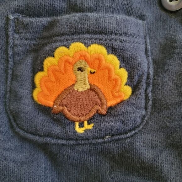 Carters baby girl 6 month navy blue 100% cotton navy blue overall turkey dress - Picture 4 of 5